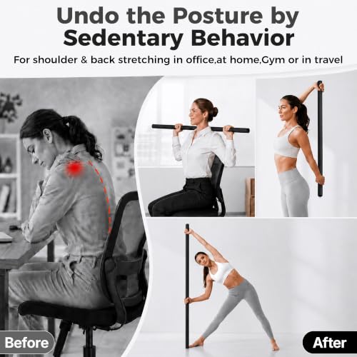 Wolfbird 5ft Black Yoga & Stretching Stick for Flexibility, Portable & Adjustable