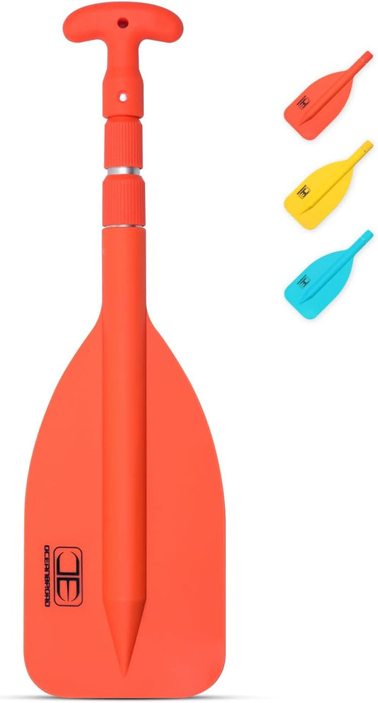 OCEANBROAD Telescoping Emergency Paddle - 42'' Collapsible Aluminium Shaft for Kayaking | Orange
