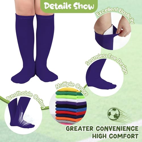 Kids Toddler Softball Knee High Socks - 2 Pairs, 3-6 Years, Purple