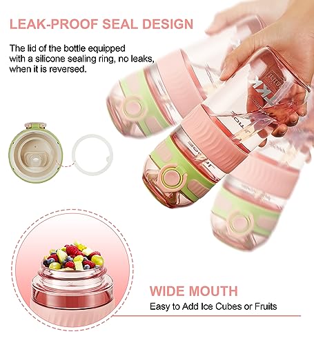 TKK Kids 18 oz Pink Water Bottle with Silicone Straw & Leak-Proof Lid