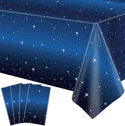 Starry Night Tablecloth Set - 4 Pack Space Theme Covers 51x86"