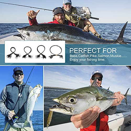 Premium Fishing Leaders - 40Pcs Stainless Steel Wire, 6/8/10/12 Inches - Black