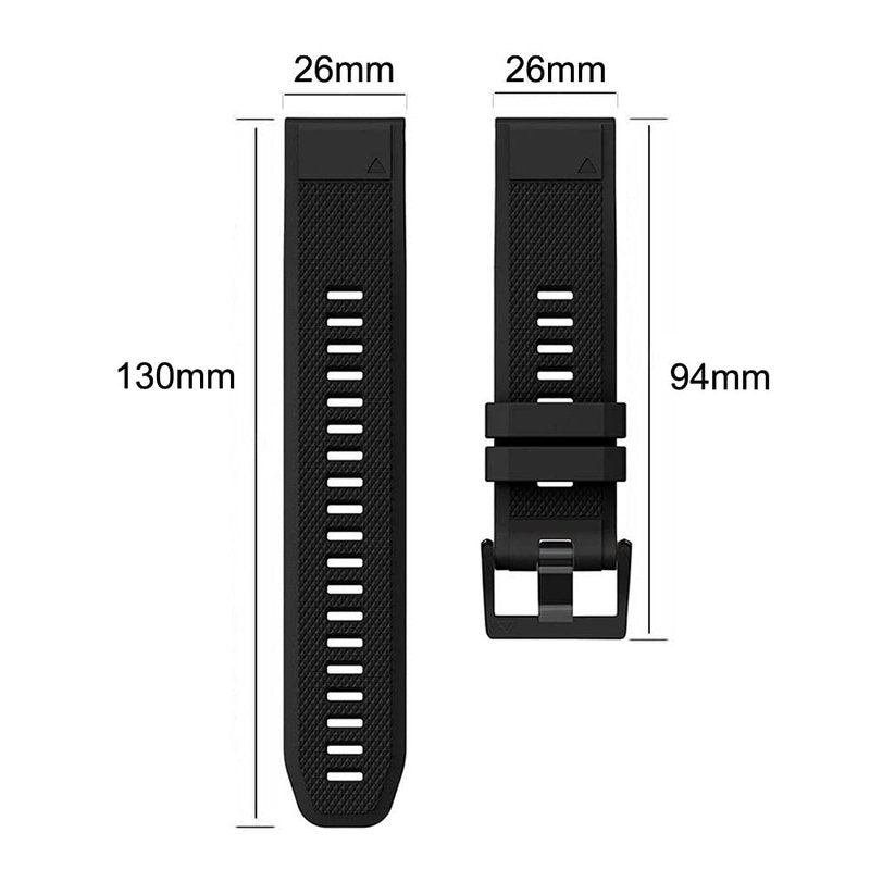 Compatible for Garmin Fenix 5X, Soft Silicone Wristband Replacement Watch Band for Garmin Fenix 5X/Fenix 5X Plus/Fenix 6X/Fenix 6X Pro/Fenix 3 HR/D2 Charlie/D2 Delta PX/Descent MK1 (Width: 26mm)