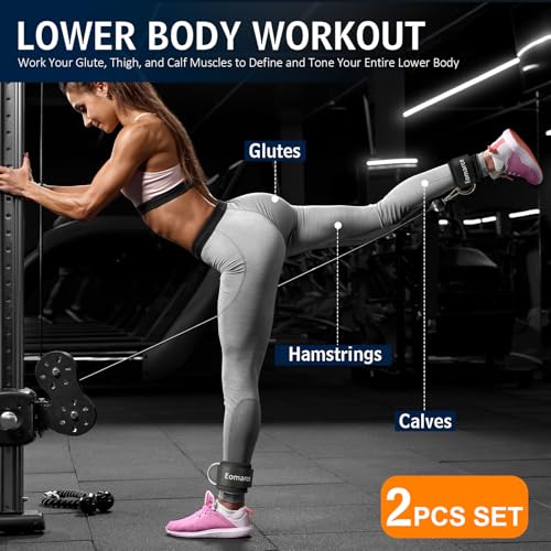 2PCS Ankle Straps for Cable Machines - Adjustable Padded Cuffs