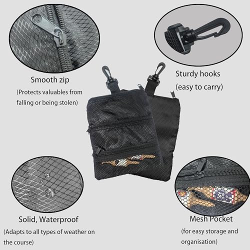 Portable Golf Ball Storage Bag with Zippers - Black
