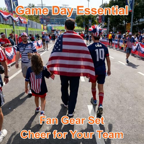 Patriotic Soccer Fan Essentials Kit - American Flag Cape & Waterproof Tattoos - Mixcolor-04