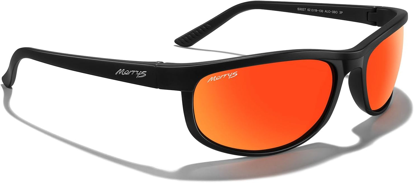 MERRY'S Polarized Wrap Around Sport Sunglasses - UV400 Protection for Men & Women | Ideal for Driving, Fishing, Cycling, Running