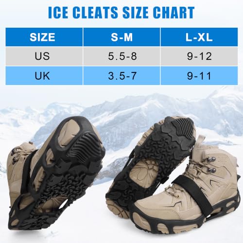 Spikeless Ice Cleats with Straps - Large/X-Large for Snow & Ice