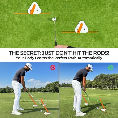 Golf Swing Training Aid with Alignment Discs & Rods | Fix Slice & Hook