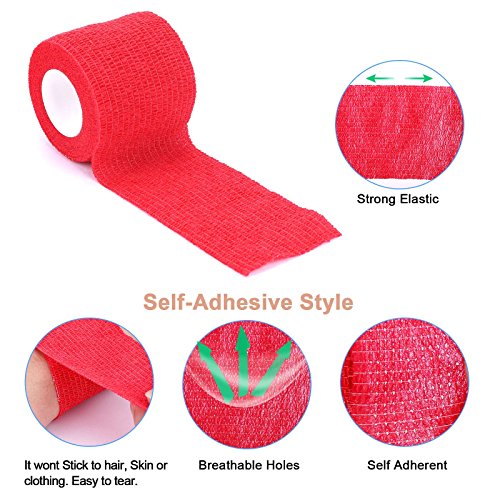 Self-Adhesive Cohesive Wrap Bandage - 12 Packs, 1" x 5 Yards