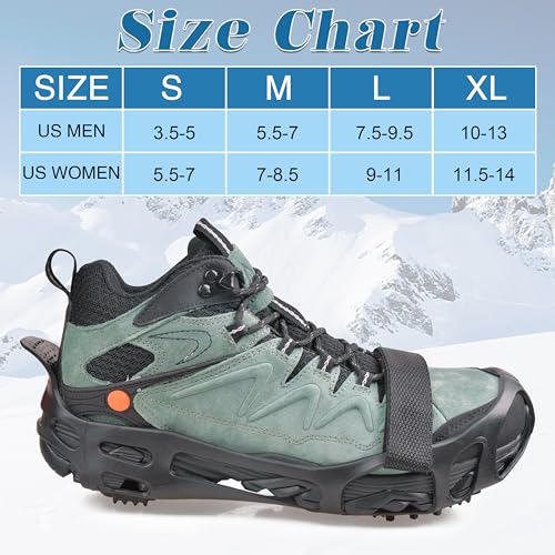 Ice Cleats with Straps - Non-Slip Traction Overshoes, X-Large (10-13 Men/11.5-14 Women)