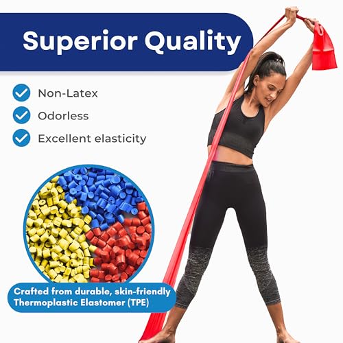 Resistance Bands Set for Workouts, Therapy, Yoga & Pilates - 3 Levels