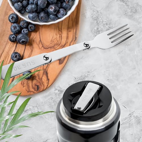 Folding Stainless Steel Forks - 6.3 Inch, 2-Pack for Camping