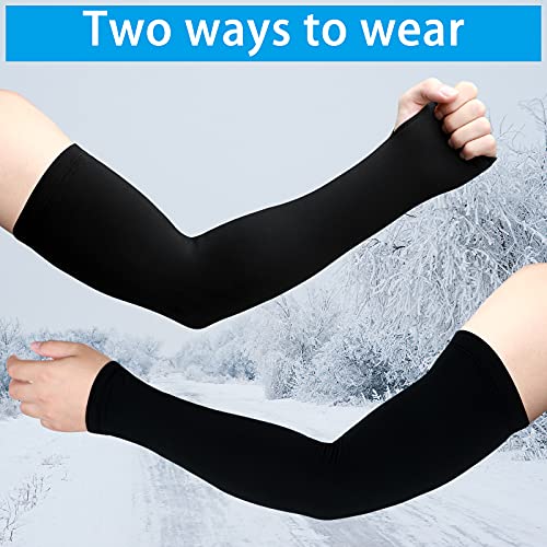Skylety 2 Pairs Thermal Arm Sleeves Cycling Warmer – Black, Large