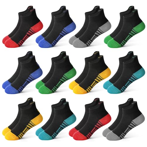 ZERULETS Kids Socks 12 Pairs Toddler Ankle Athletic Socks Multicolor 1-14 yrs, 10-14 yrs variant