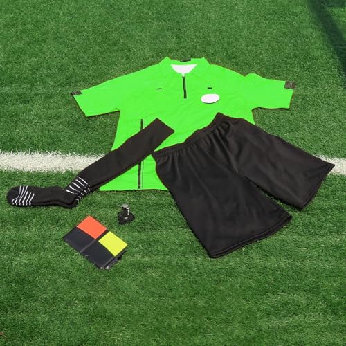 Soccer Referee Kit - Pro Jersey, Shorts, Socks & Whistle - Green, X-Large