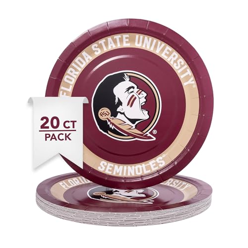 Florida State University Paper Plates - 20 Count, 9 Inch Round
