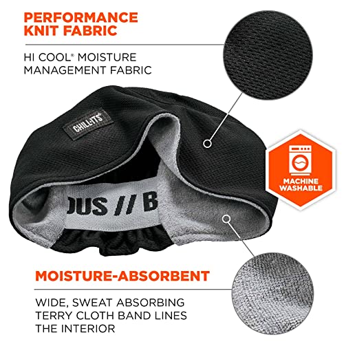 Performance Skull Cap with Moisture-Wicking Sweatband - Black