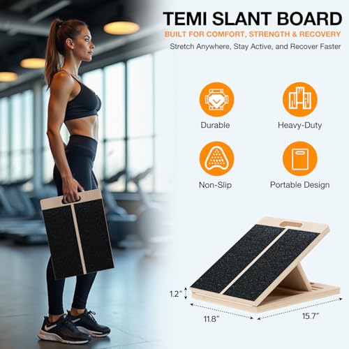 Portable Wooden Slant Board for Calf Stretching & Balance Training
