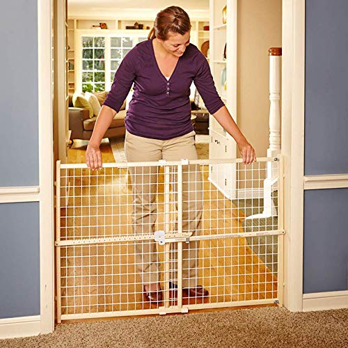 Toddleroo by North States - Quick-Fit Extra-Wide Wire Mesh Wooden Baby Gate: Pressure Mounted Baby Gate for Doorways - Adjustable 29.5 to 50 Inches Wide - 31 Inches Tall