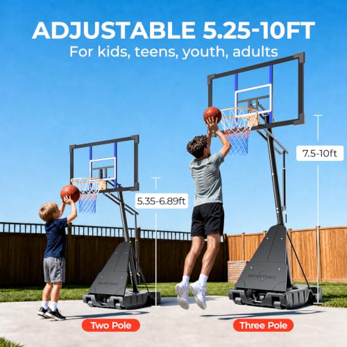 Adjustable Basketball Hoop 10FT with 44 Inch Backboard - Blue