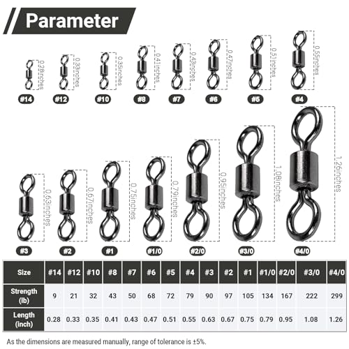 Heavy Duty Fishing Swivel Connector - 50lb, 50 pcs