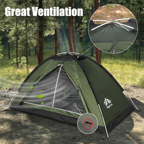 Night Cat Army Green Single Person Backpacking Tent 7x3.8ft Waterproof Lightweight