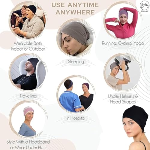 Soft Bamboo Viscose Sleep Cap for Hair Loss & Chemo - Dark Grey