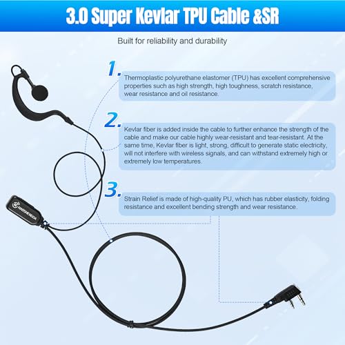 G-Type Earpiece Surveillance Kit with PTT Mic for Two-Way Radios