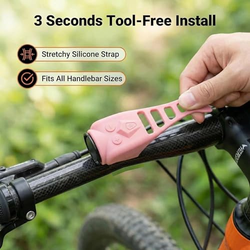 HilpurSkx Pink 120dB Waterproof Electric Bike Horn with 5 Ringtones & USB-C Rechargeable