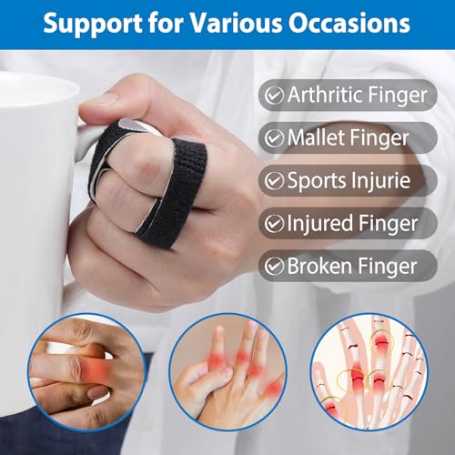Finger Buddy Tape Straps - 12PCS Adjustable Black Finger Straps