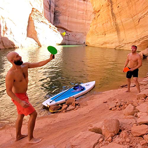 Paddle Ball Game Set with Carry Bag - 2 Wooden Paddles, 4 Birdies, 1 Ball - One Size