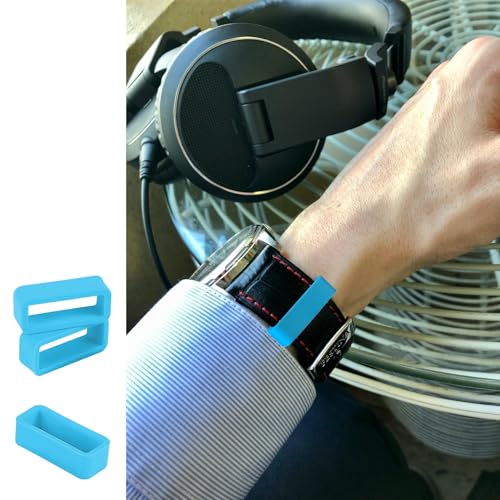 16mm Silicone Watch Band Keeper Loops - 3 Pack - Black