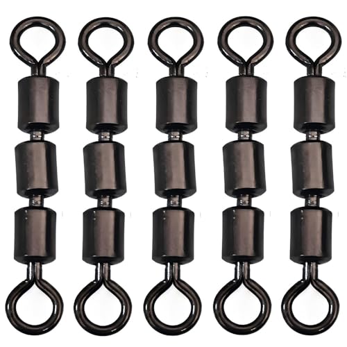 2/0-10pcs Stainless Steel 3 Roller Swivels Fishing Tackle Chain Connectors
