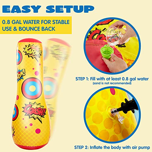 Kids Inflatable Punching Bag with Bounce-Back Action - 47 Inch Toy Gift