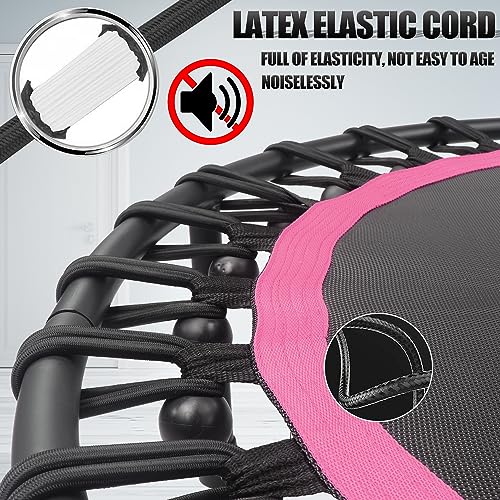 Silent Mini Trampoline 40" Round Pink - Fitness Bungee Rebounder