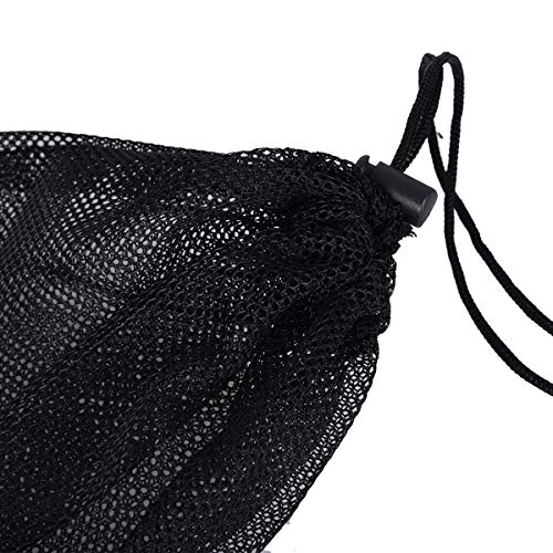 5pcs Nylon Mesh Drawstring Bags for Sports Equipment - Black L