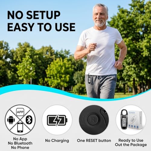 3D Pedometer Step Counter with Clip & Carabiner - Black