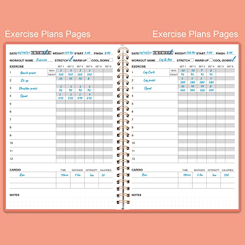 Fitness Planner Workout Log Book - A5 Pink Cover for Tracking