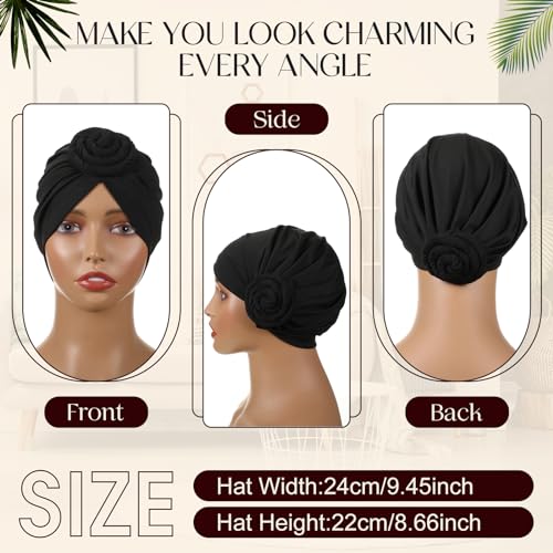African Headwraps Set - 4 Soft Turbans for Women, Pre-Tied & Pleated