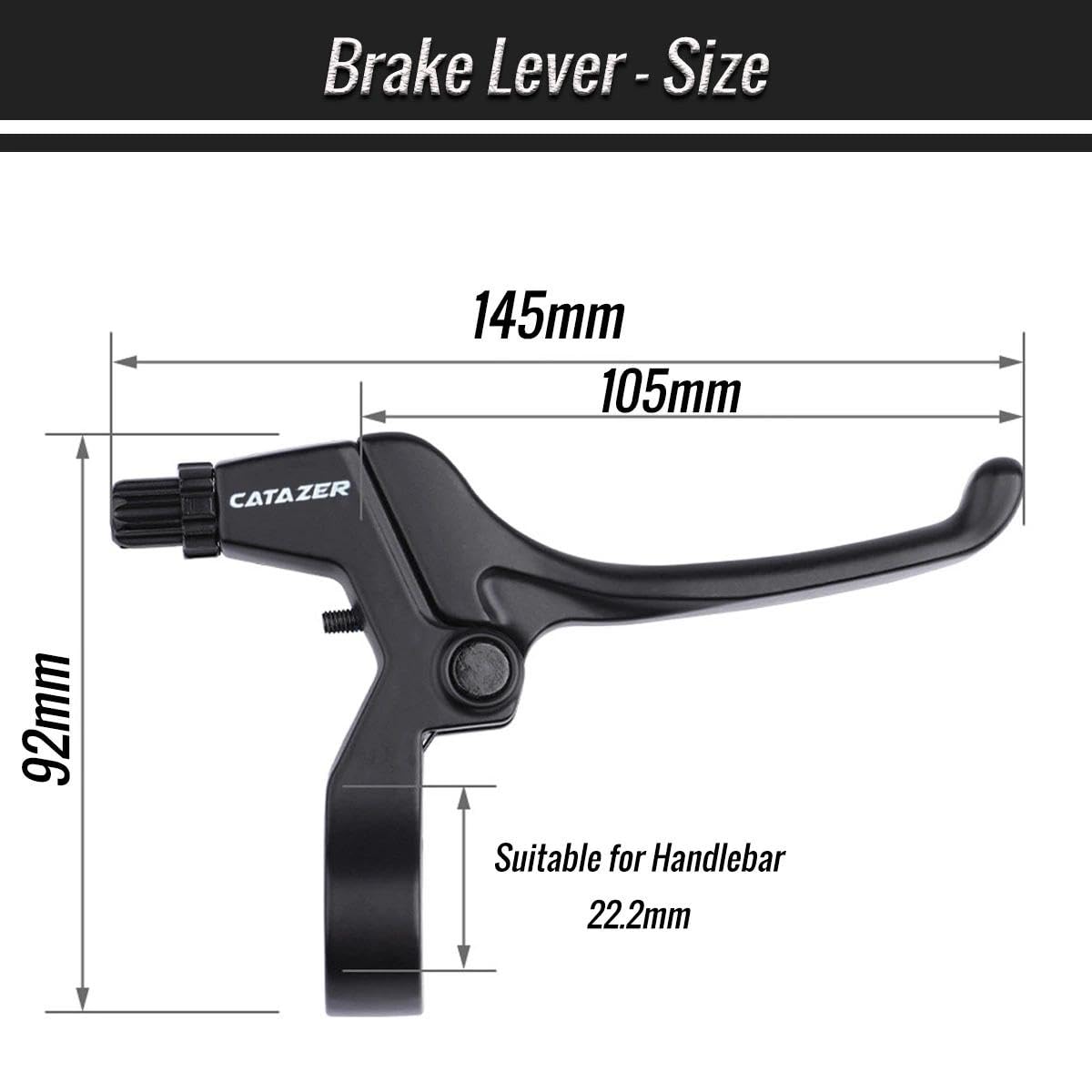 catazer Universal Bicycle Brake Lever, Aluminum Alloy 4 Fingers Brake Levers Suitable for 22.2mm Bike Handlebar Mountain Bike 1 Pair
