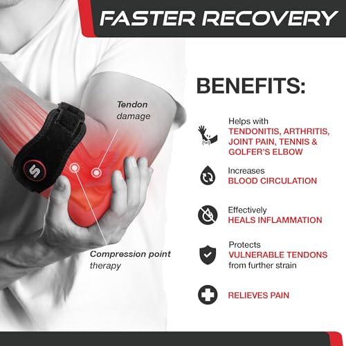 Tennis Elbow Brace for Men & Women - Adjustable Support Strap for Relief