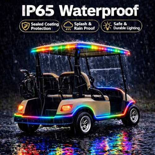 VIDLULTD 16.4FT Battery-Powered RGBIC LED Strip Lights for Golf Cart Canopy, Waterproof Wireless Underglow