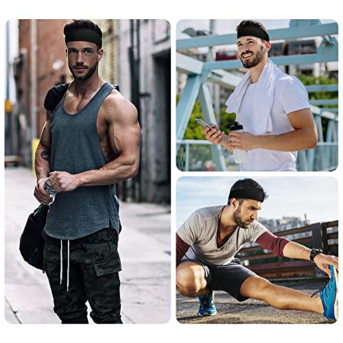 5 Pack Sports Headbands for Men - Breathable Mesh Design, Reusable