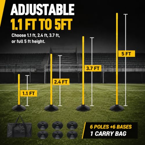 Adjustable Agility Training Poles - 6 Pack for Sports & Pets