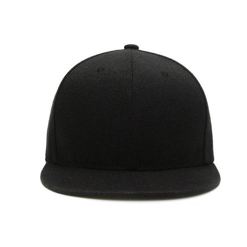 JHDESSLY 100% Cotton Snapback Hat for Men Women, Flat Bill Brim Baseball Cap Teens Adjustable Hip Hop Style Blank Trucker Hat Black