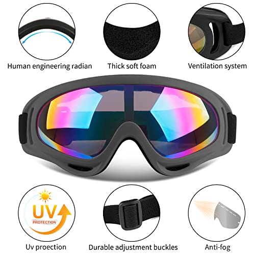 Snow Goggles 2 Pack - UV Protection Anti-Scratch, One Size Gray