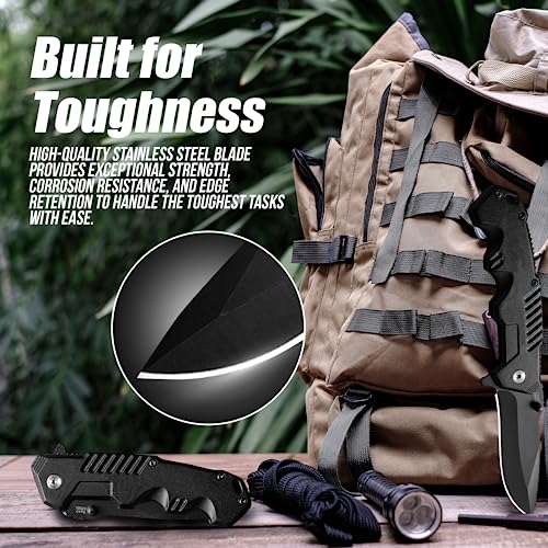 Folding Pocket Knife with Stainless Steel Blade - Lightweight Multi-Tool for Camping & Survival