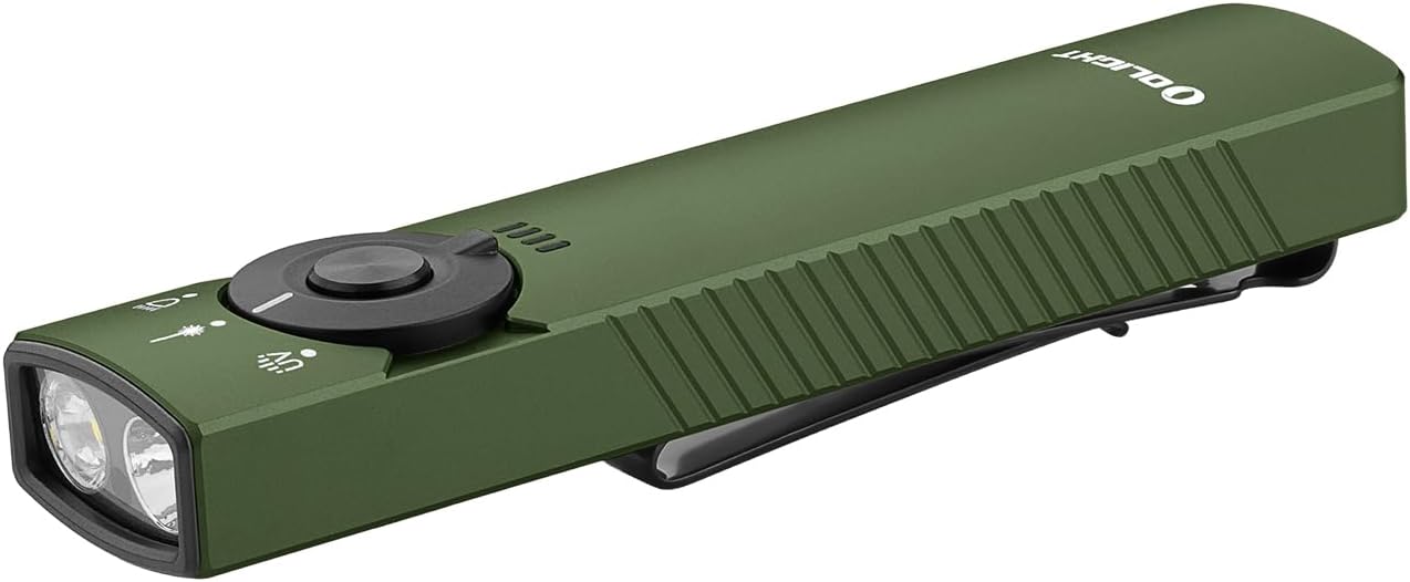 OLIGHT Arkfeld Pro Rechargeable EDC Flashlight - 1300 Lumens with Green Beam, UV & White LED | Portable Pocket Light (OD-Green CW)