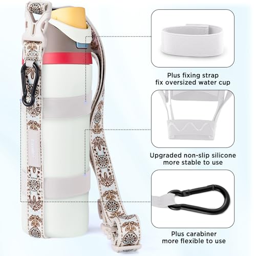 Universal Water Bottle Holder Sling with Carabiner - Beige
